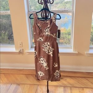 Stop Staring Tan with Roses Fitted Sheath, NWT